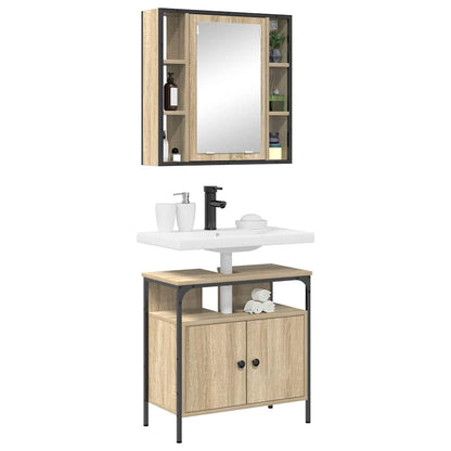 Set di mobili per il bagno 2 pcs Marrone Legno multistrato | homemem39