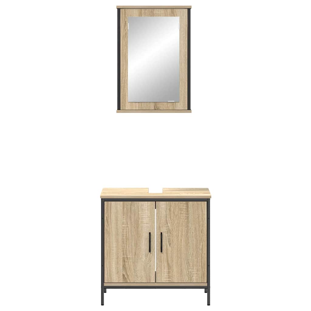 Set di mobili per il bagno 2 pcs Marrone Legno multistrato | homemem39