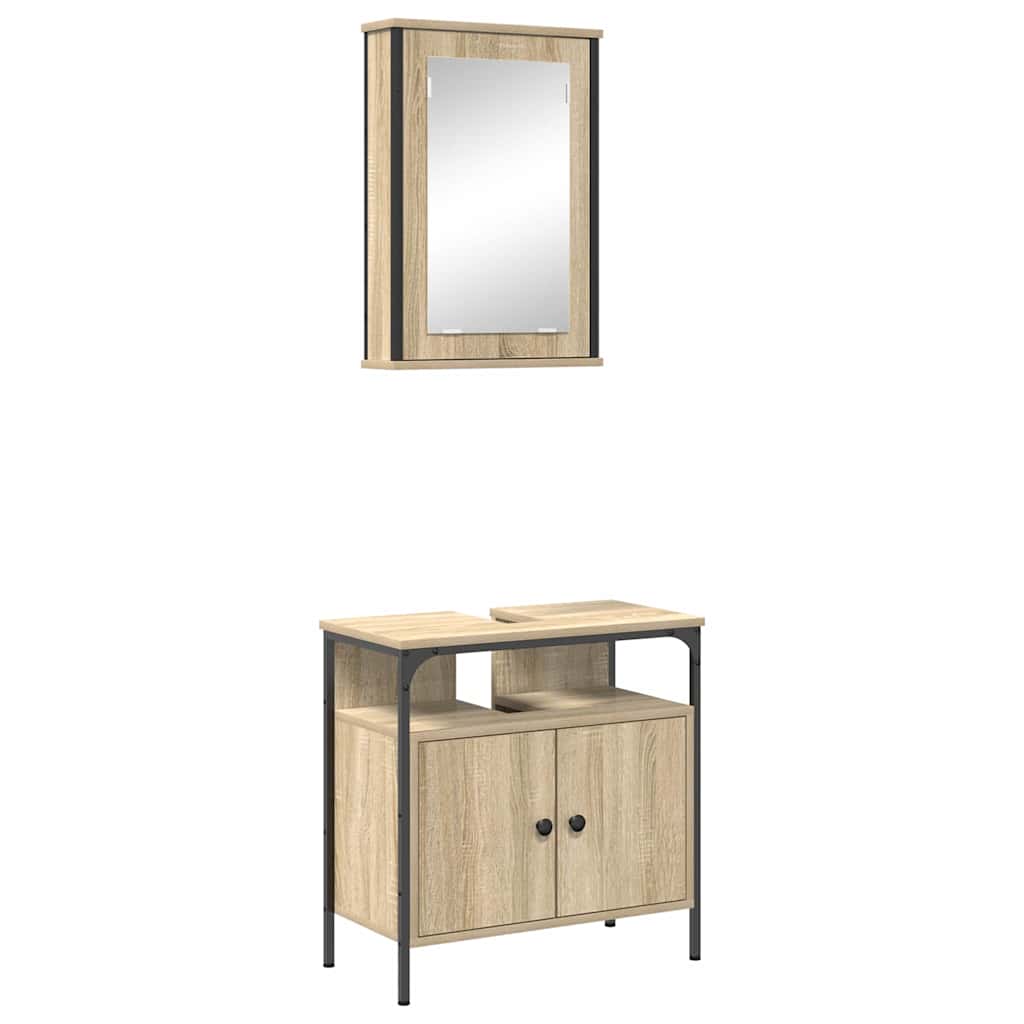 Set di mobili per il bagno 2 pcs Marrone Legno multistrato | homemem39
