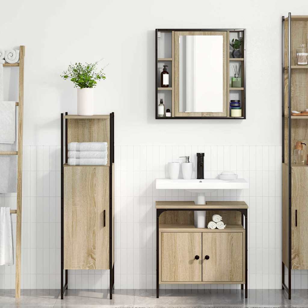 Set di mobili per il bagno 3 pcs Marrone Legno multistrato | homemem39