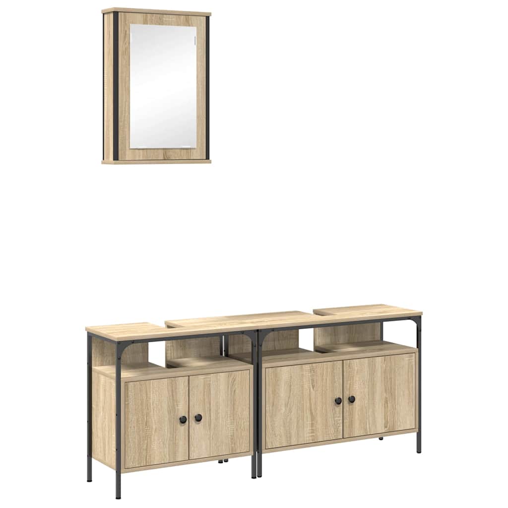 Set di mobili per il bagno 3 pcs Marrone Legno multistrato | homemem39