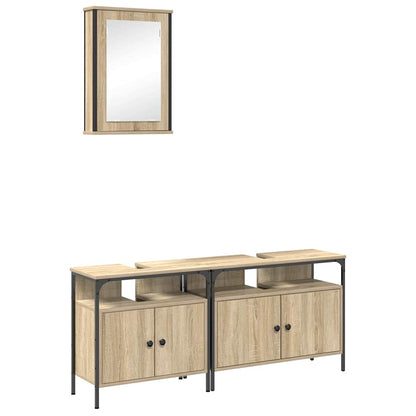Set di mobili per il bagno 3 pcs Marrone Legno multistrato | homemem39