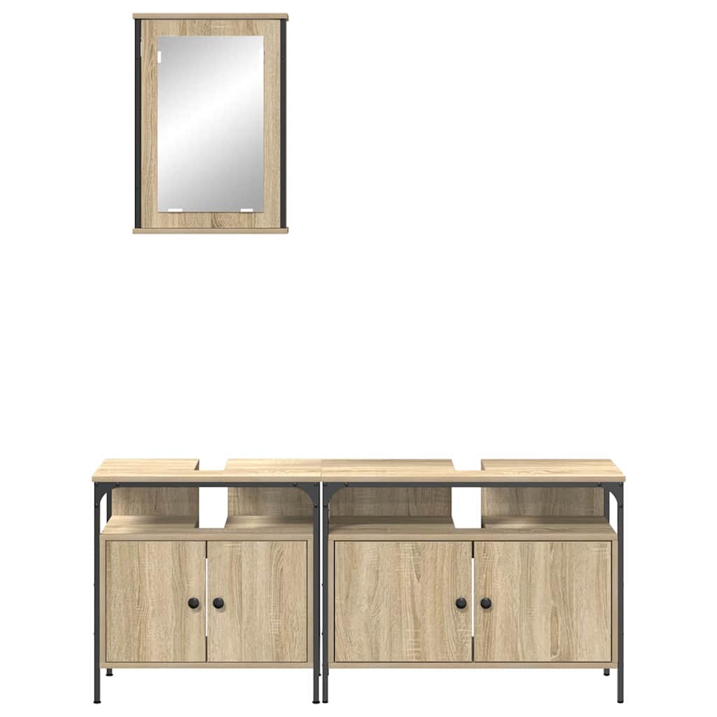 Set di mobili per il bagno 3 pcs Marrone Legno multistrato | homemem39