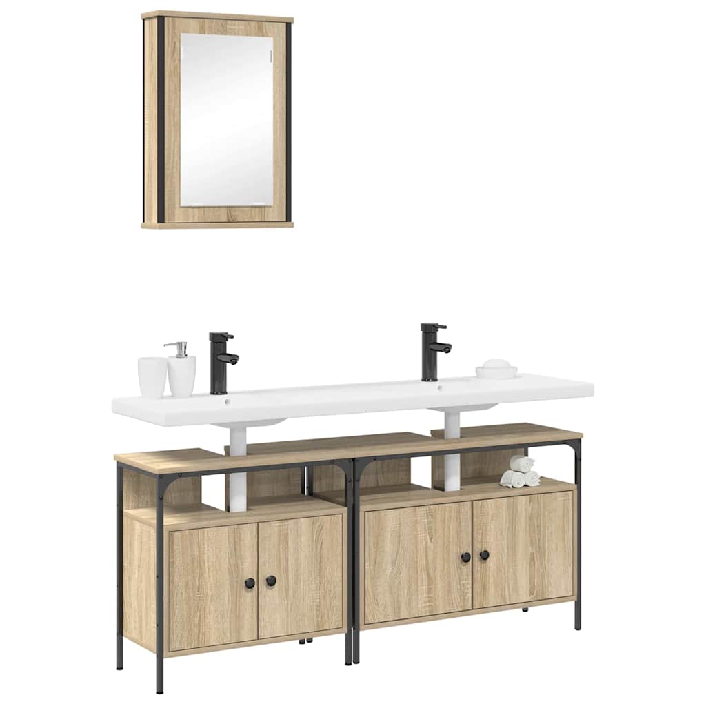 Set di mobili per il bagno 3 pcs Marrone Legno multistrato | homemem39