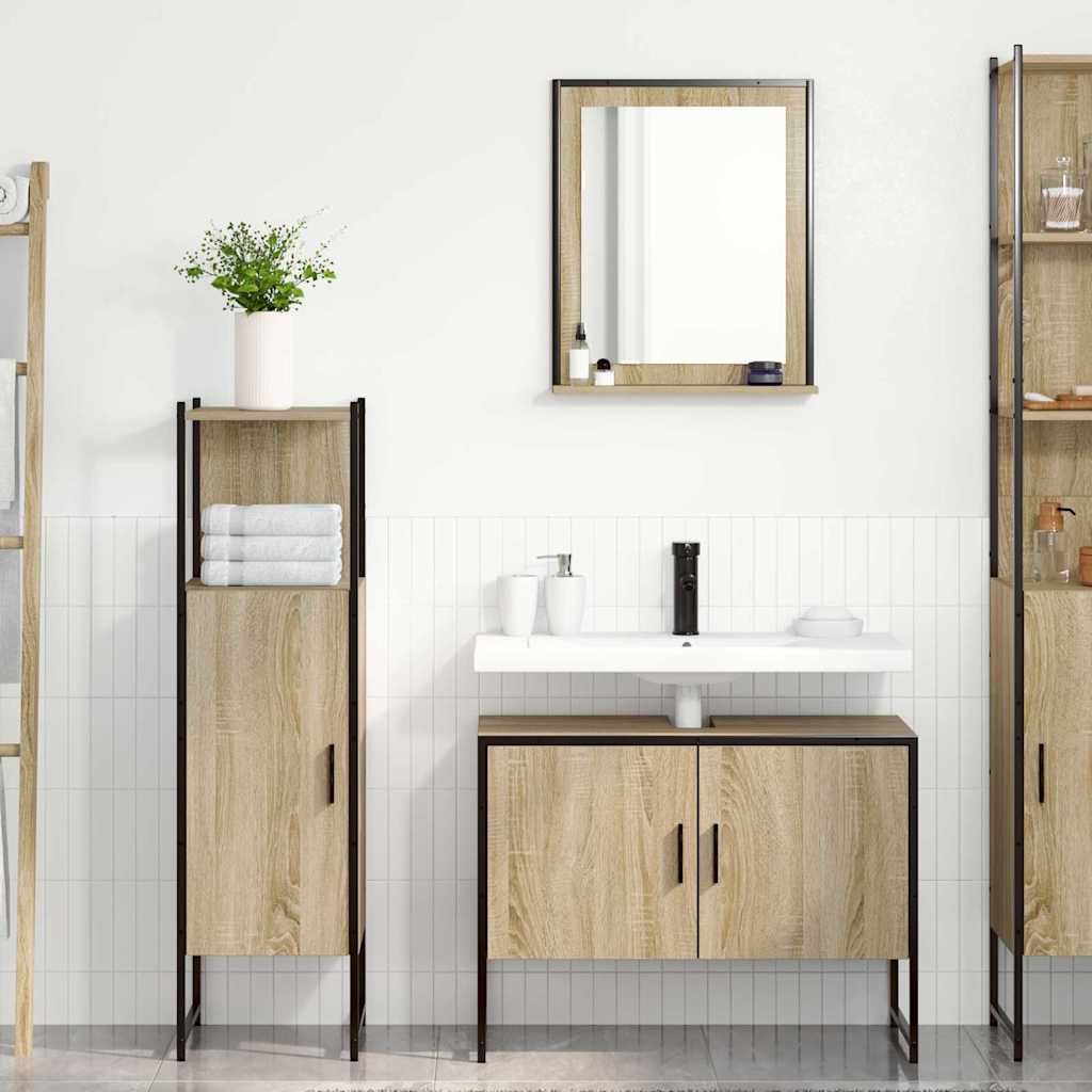 Set di mobili per il bagno 3 pcs Marrone Legno multistrato | homemem39