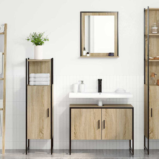 Set di mobili per il bagno 3 pcs Marrone Legno multistrato | homemem39