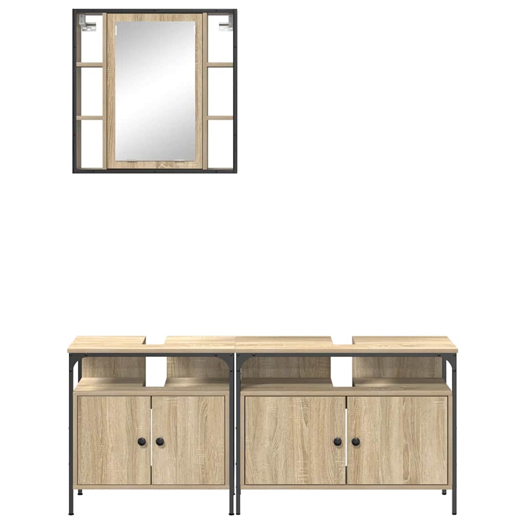 Set di mobili per il bagno 3 pcs Marrone Legno multistrato | homemem39
