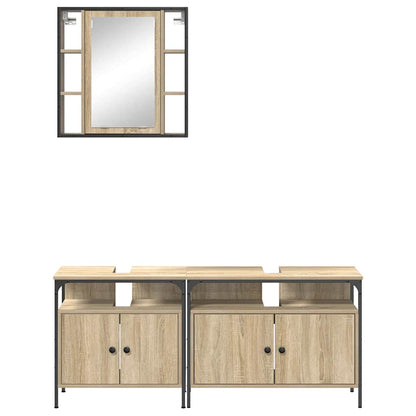 Set di mobili per il bagno 3 pcs Marrone Legno multistrato | homemem39