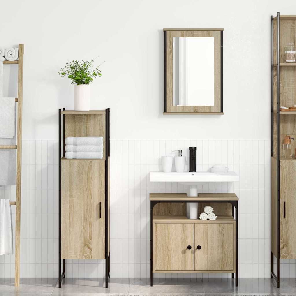 Set di mobili per il bagno 3 pcs Marrone Legno multistrato | homemem39