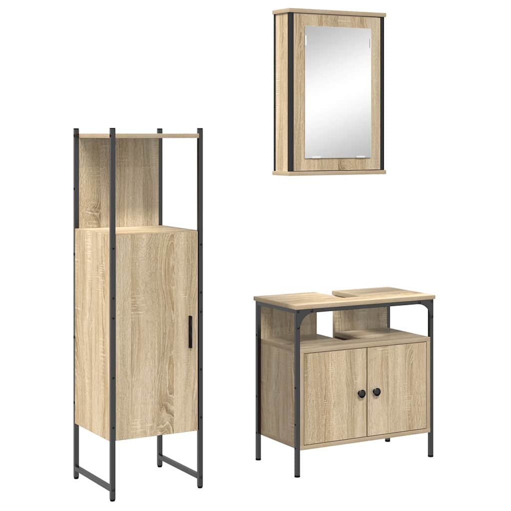 Set di mobili per il bagno 3 pcs Marrone Legno multistrato | homemem39
