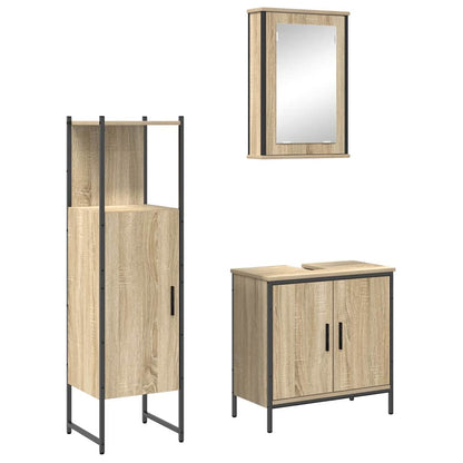 Set di mobili per il bagno 3 pcs Marrone Legno multistrato | homemem39