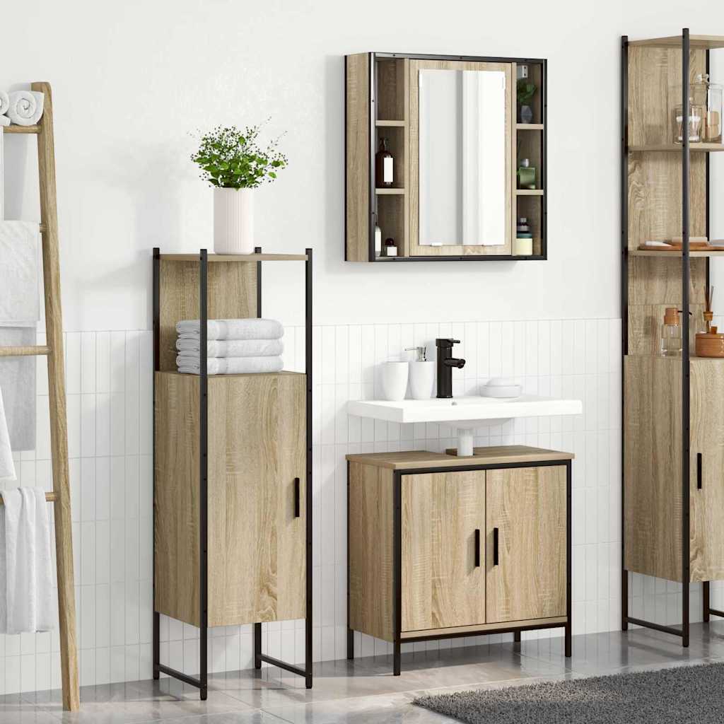 Set di mobili per il bagno 3 pcs Marrone Legno multistrato | homemem39