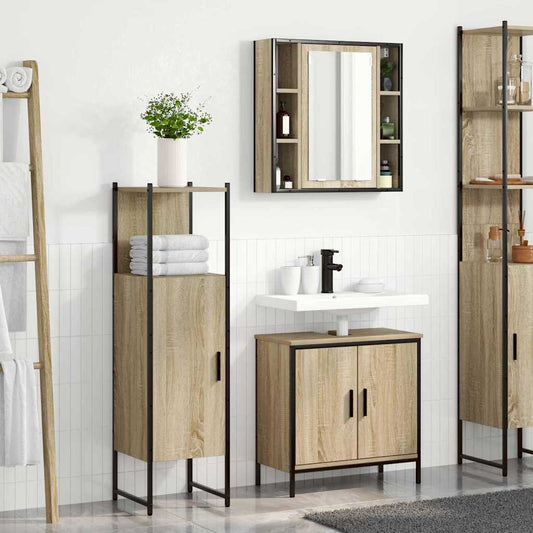 Set di mobili per il bagno 3 pcs Marrone Legno multistrato | homemem39