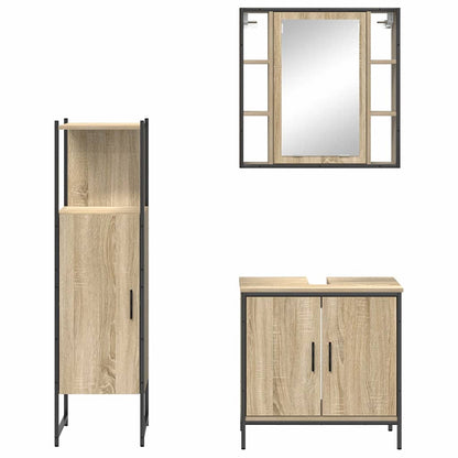 Set di mobili per il bagno 3 pcs Marrone Legno multistrato | homemem39