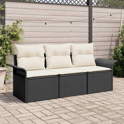 Set di divani con cuscino 3 pcs Nero polyrattan | homemem39