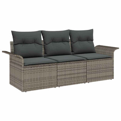 Set Divano da Giardino 3 pcs Grigio 196 x 62 x 85cm polyrattan