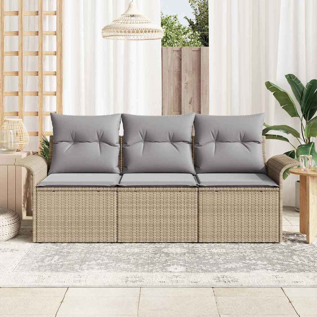 Set Divano da Giardino 3 pcs Beige 196 x 62 x 85cm polyrattan