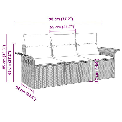 Set Divano da Giardino 3 pcs Beige 196 x 62 x 85cm polyrattan