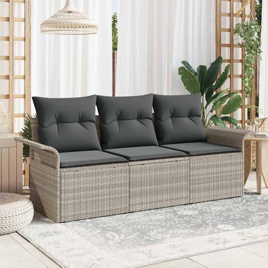 Set di divani 3 pz 3-Numero di posti Grigio polyrattan