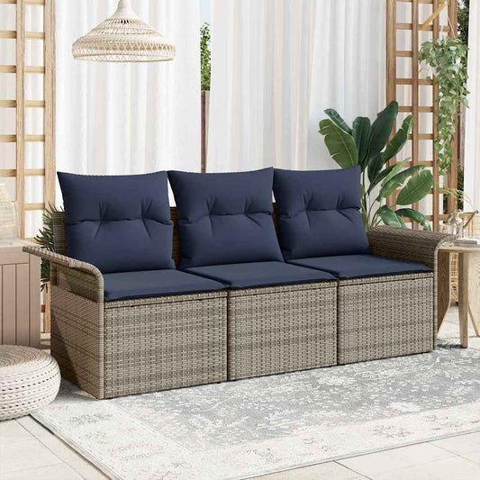 Set di divani 3 pz 3-Numero di posti Grigio e Blu Navy