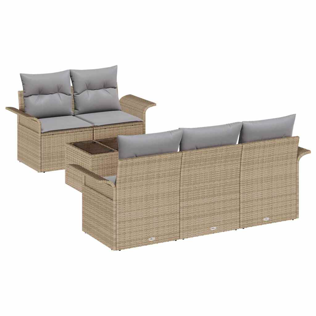 Set Divano da Giardino 6 pcs Beige Poly Rattan