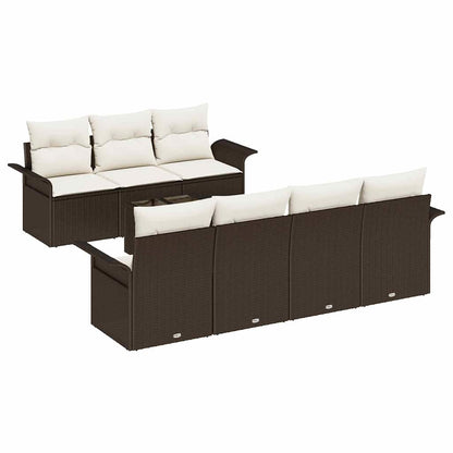 Set Divano da Giardino 8 pcs Marrone Poly Rattan
