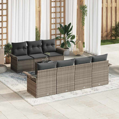 Set Divano da Giardino con cuscino 8 pcs Grigio polyrattan | homemem39