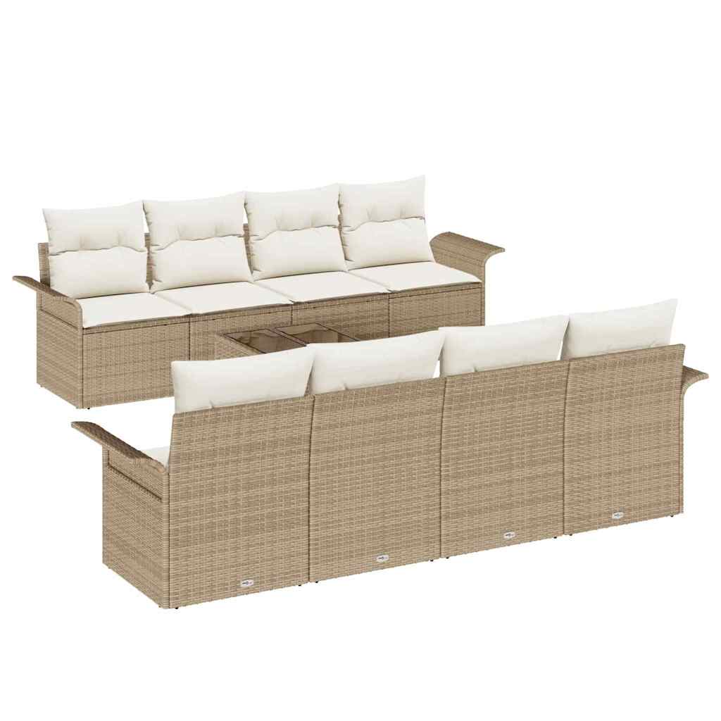 Set Divano da Giardino 9 pcs Beige Poly Rattan | homemem39