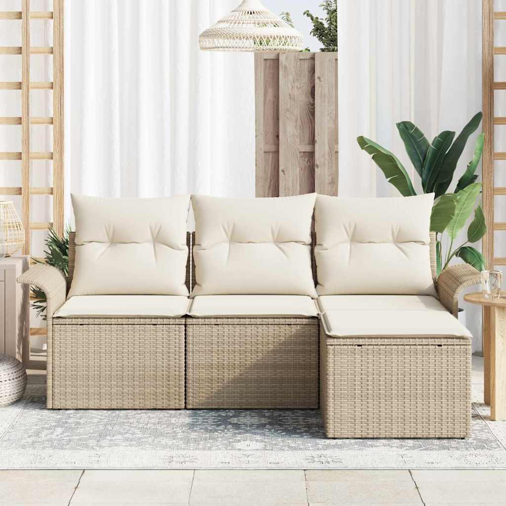 Set Divano da Giardino 4 pcs Beige 55 x 55 x 37cm polyrattan