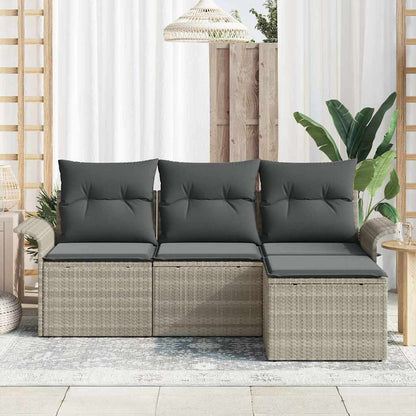 Set di divani 4 pz 4-Numero di posti Grigio polyrattan