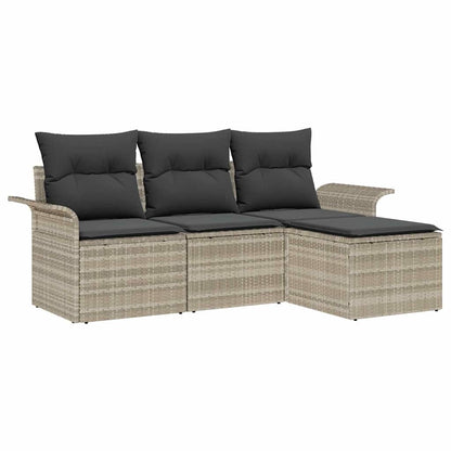 Set di divani 4 pz 4-Numero di posti Grigio polyrattan