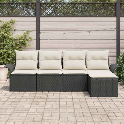 Divano da esterno con cuscino 5 pcs Nero polyrattan | homemem39