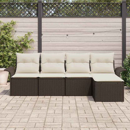 Divano da esterno con cuscino 5 pcs Marrone polyrattan | homemem39