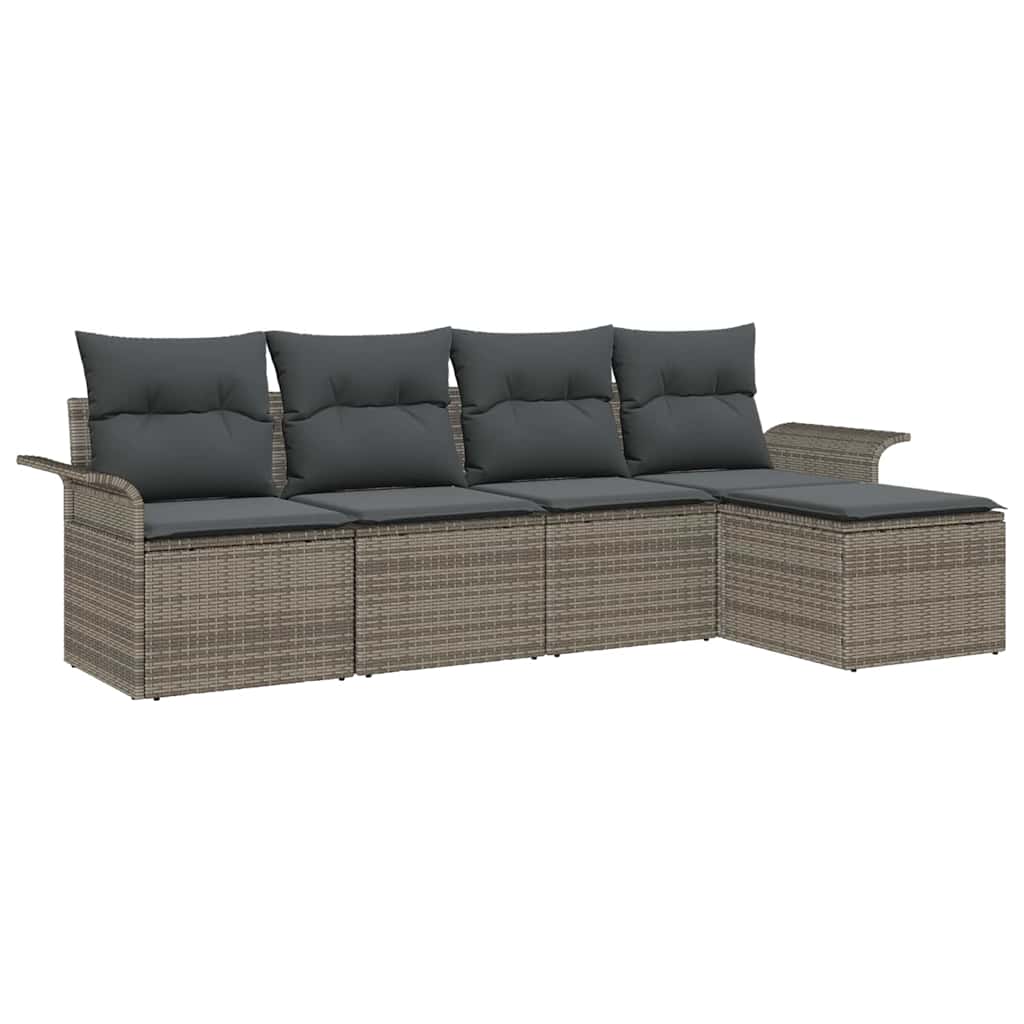 Divano da esterno con cuscino 5 pcs Grigio polyrattan | homemem39