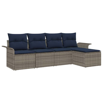 Set Divano da Giardino con cuscino 5 pcs Grigio polyrattan | homemem39