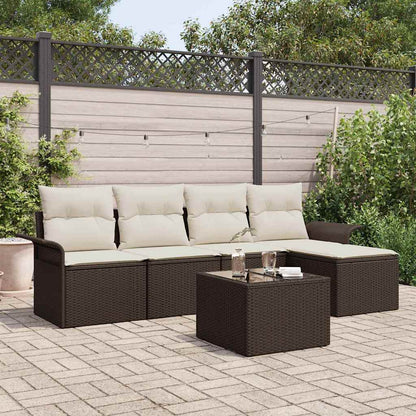 Divano da esterno con cuscino 6 pcs Marrone polyrattan | homemem39