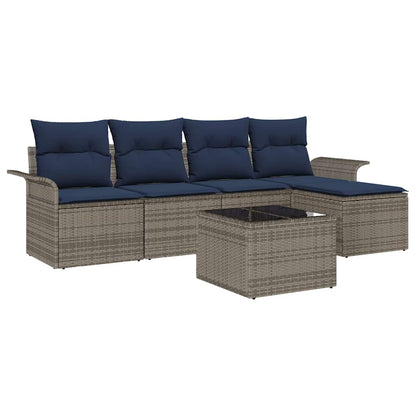 Set Divano da Giardino con cuscino 6 pcs Grigio polyrattan | homemem39