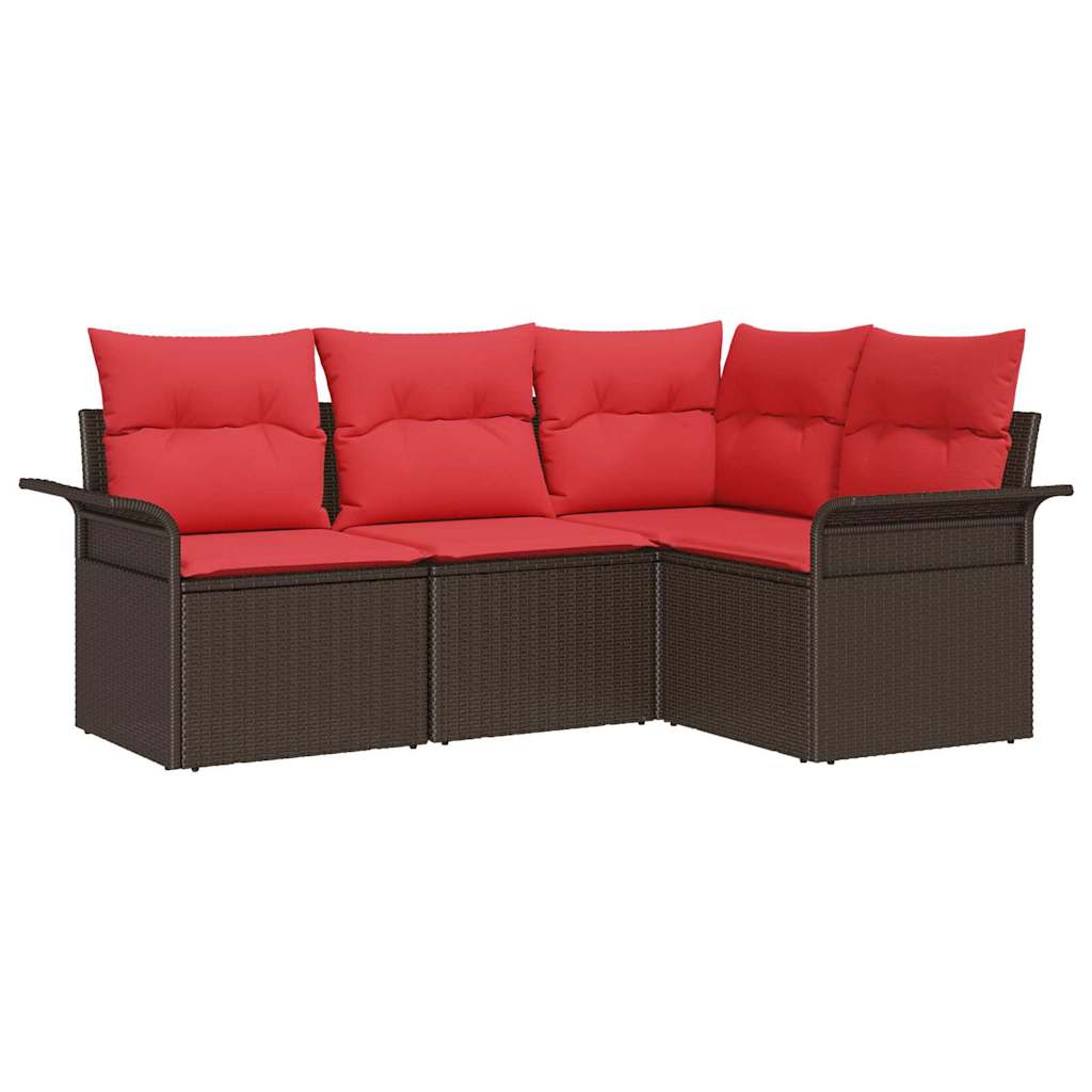 Set Divano da Giardino con cuscino Marrone polyrattan | homemem39