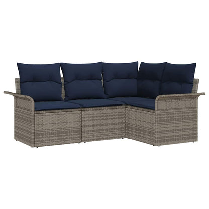 Set Divano da Giardino con cuscino 4 pcs Grigio polyrattan | homemem39