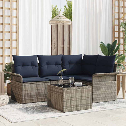 Set Divano da Giardino con cuscino 5 pcs Grigio polyrattan | homemem39