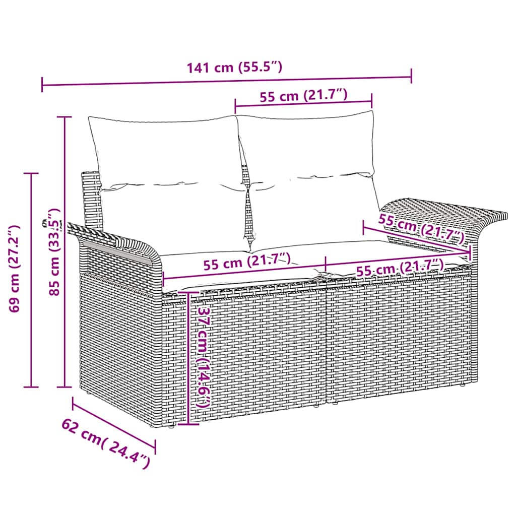 Set Divano da Giardino 5 pz Nero polyrattan | homemem39