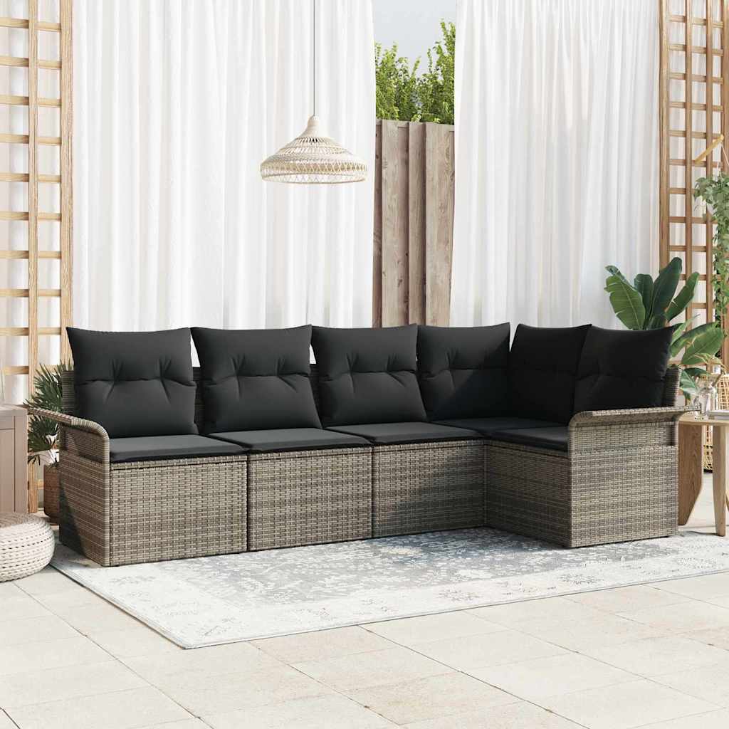 Set Divano da Giardino 5 pcs 242.5 x 132.5 x 85 cm Poly Rattan