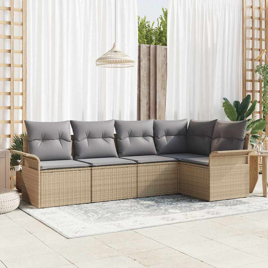 Set Divano da Giardino 5 pcs 242.5 x 132.5 x 85 cm Poly Rattan