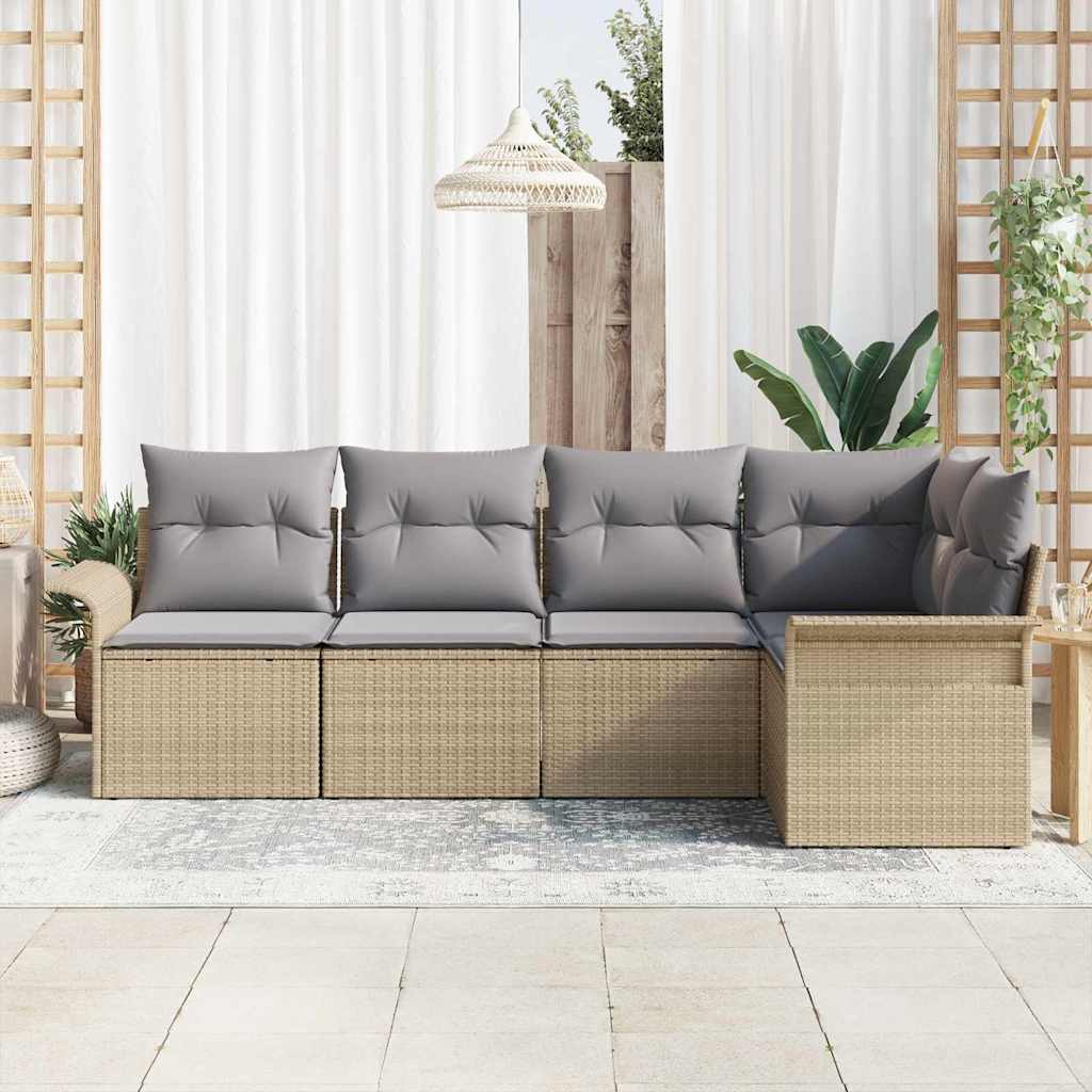Set Divano da Giardino 5 pcs 242.5 x 132.5 x 85 cm Poly Rattan