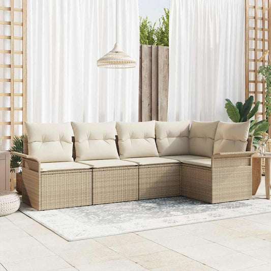Set Divano da Giardino 5 pcs 242.5 x 132.5 x 85 cm Poly Rattan