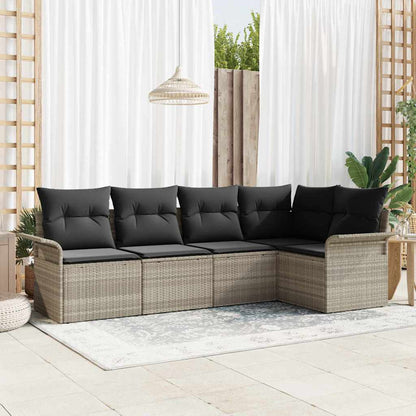 Set Divano da Giardino con cuscino 5 pcs polyrattan | homemem39