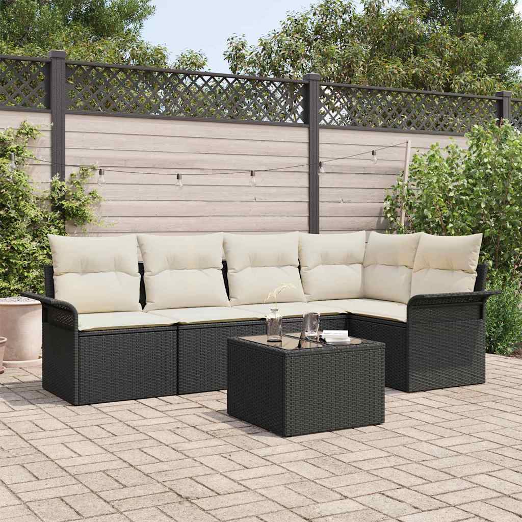 Set Divano da Giardino 6 pz Nero polyrattan | homemem39