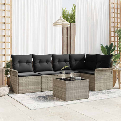 Set Divano da Giardino 6 pz Grigio polyrattan