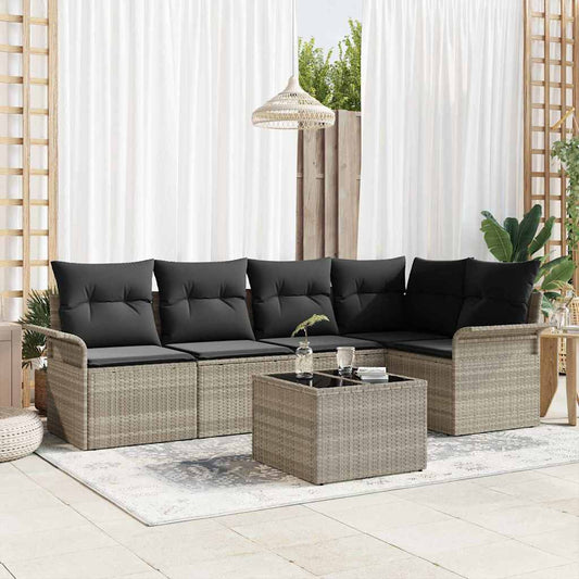 Set Divano da Giardino 6 pz Grigio polyrattan