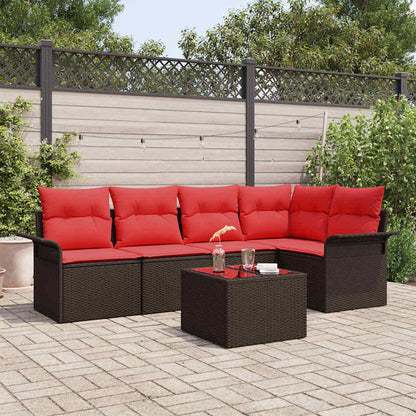 Set Divano da Giardino con cuscino 6 pcs Marrone polyrattan | homemem39
